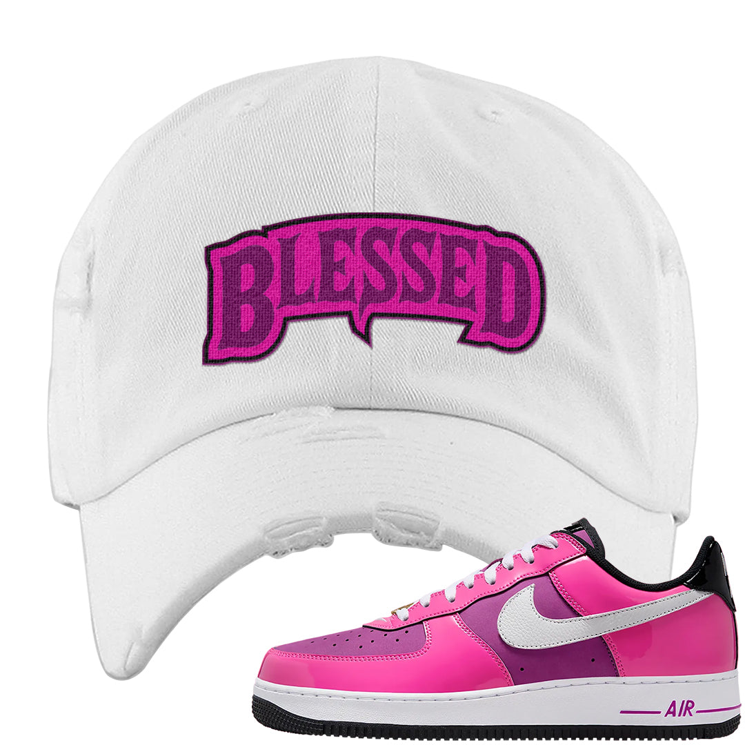 Las Vegas AF1s Distressed Dad Hat | Blessed Arch, White