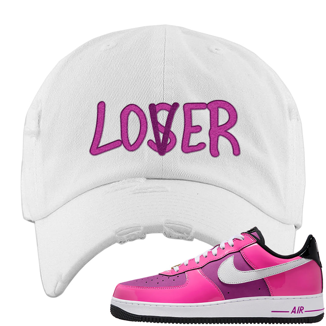 Las Vegas AF1s Distressed Dad Hat | Lover, White