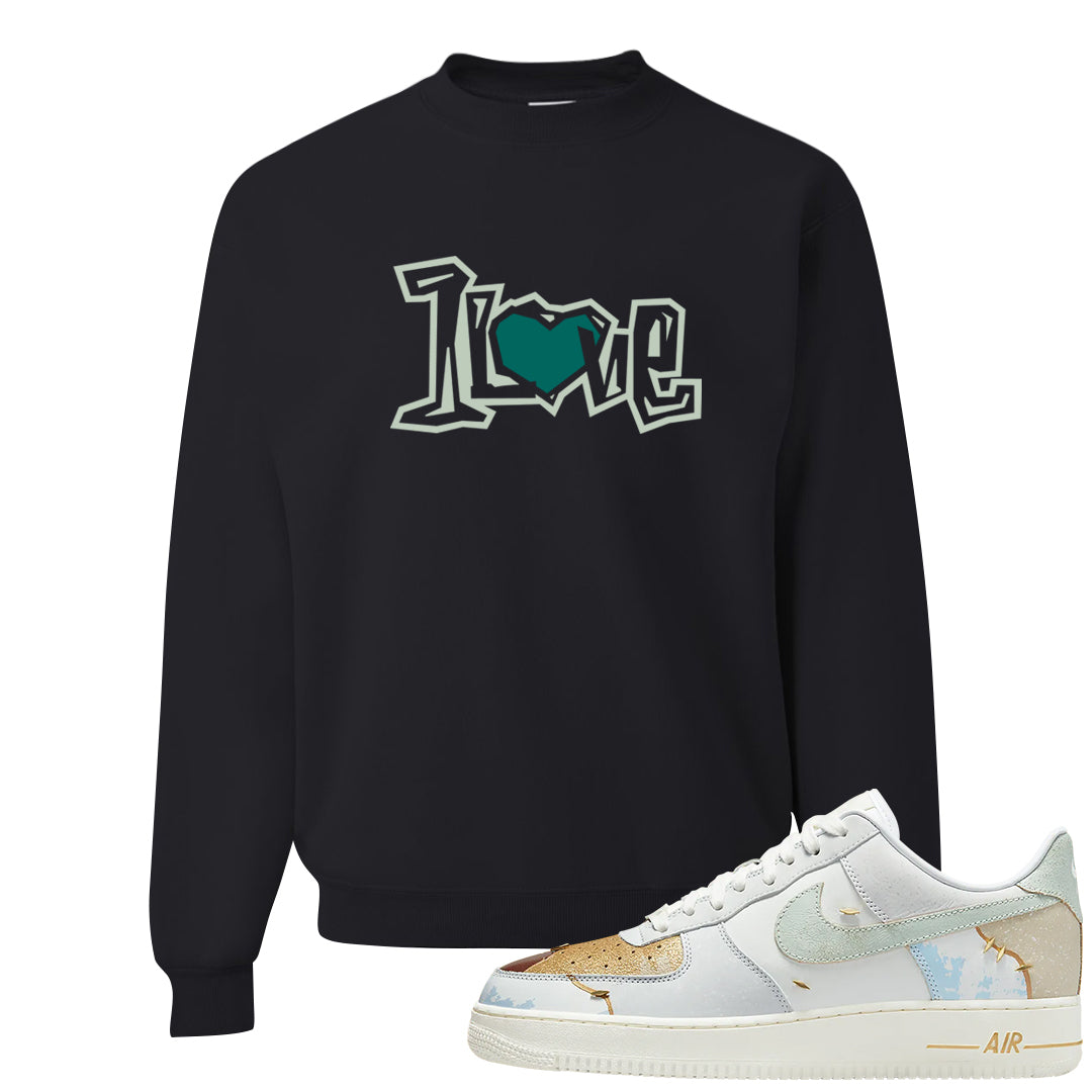 Patchwork AF 1s Crewneck Sweatshirt | 1 Love, Black