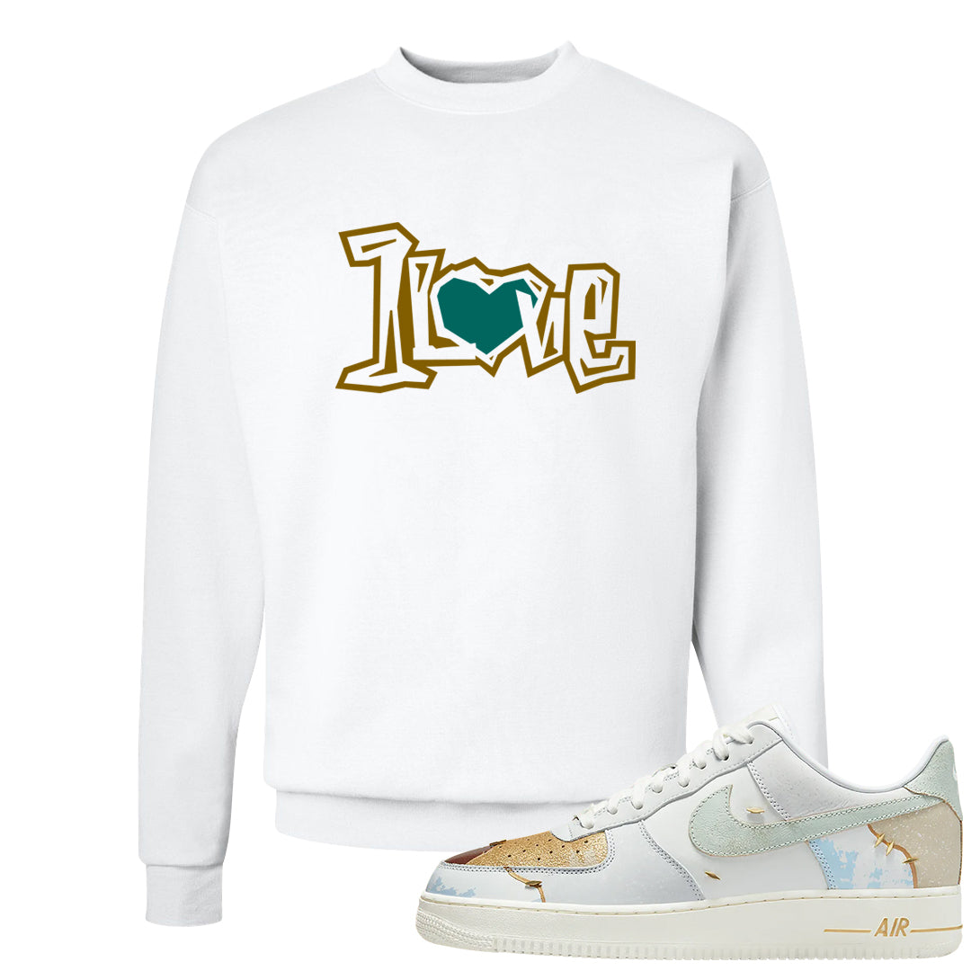 Patchwork AF 1s Crewneck Sweatshirt | 1 Love, White