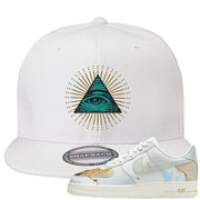 Patchwork AF 1s Snapback Hat | All Seeing Eye, White