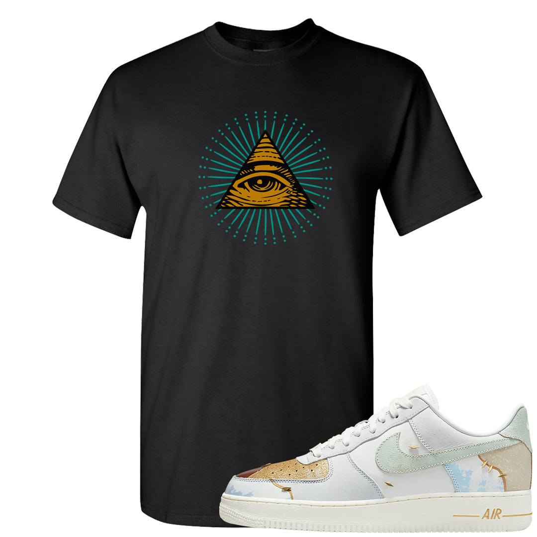 Patchwork AF 1s T Shirt | All Seeing Eye, Black