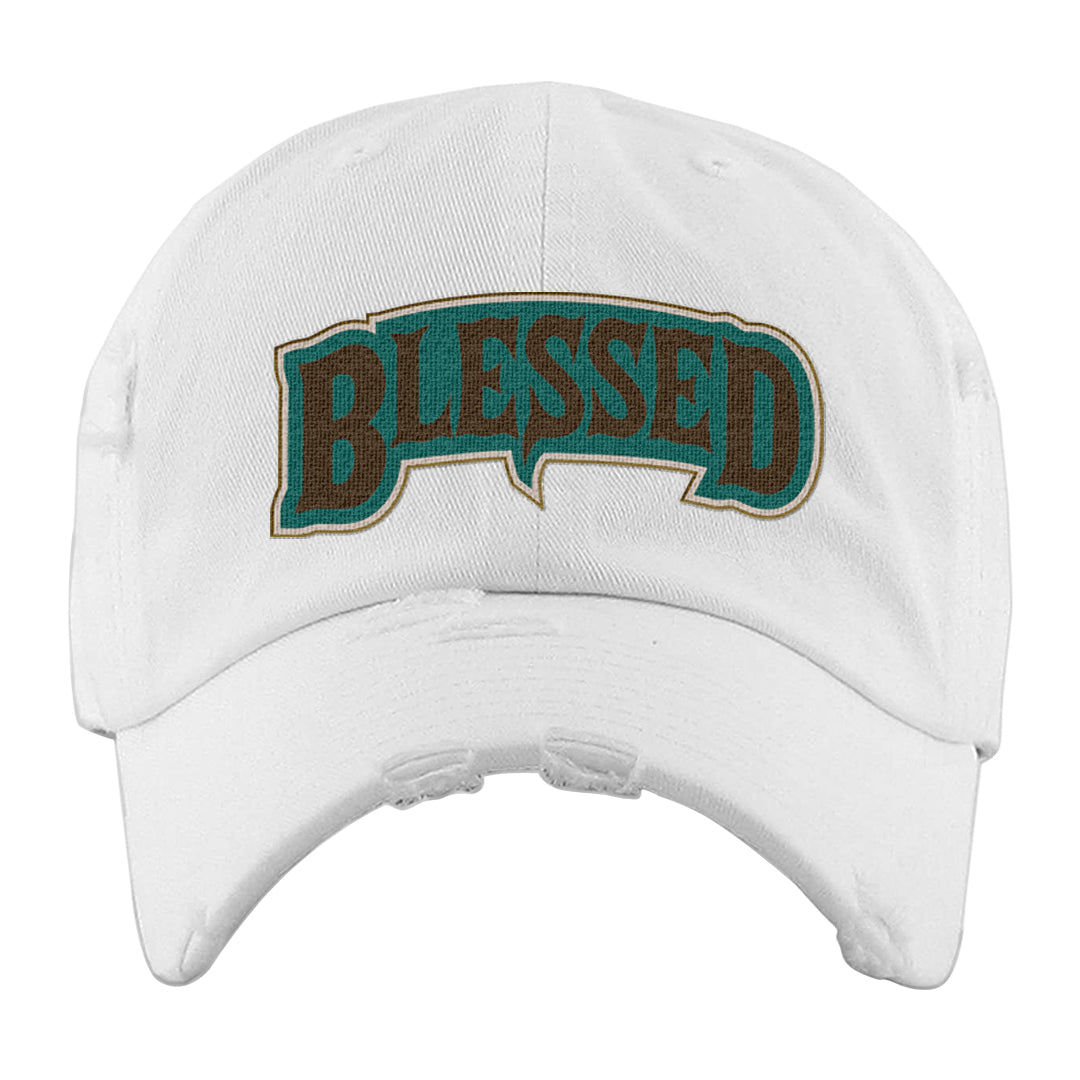 Patchwork AF 1s Distressed Dad Hat | Blessed Arch, White
