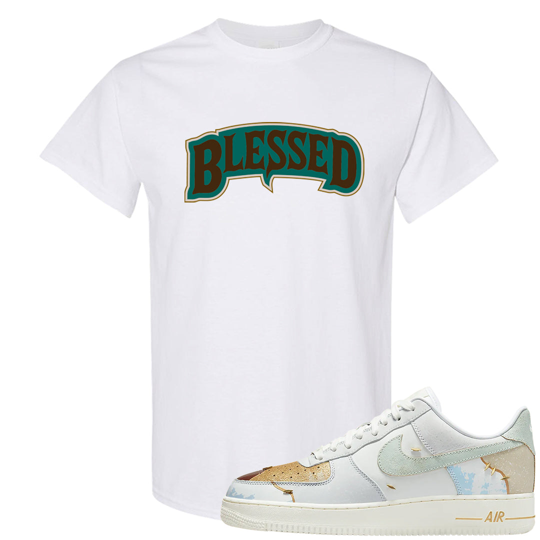 Patchwork AF 1s T Shirt | Blessed Arch, White