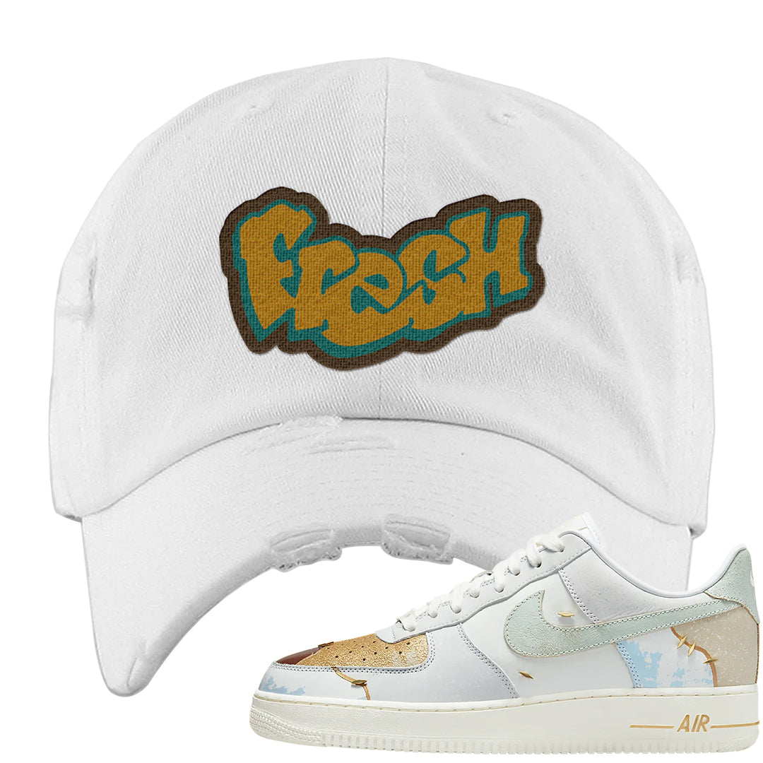 Patchwork AF 1s Distressed Dad Hat | Fresh, White