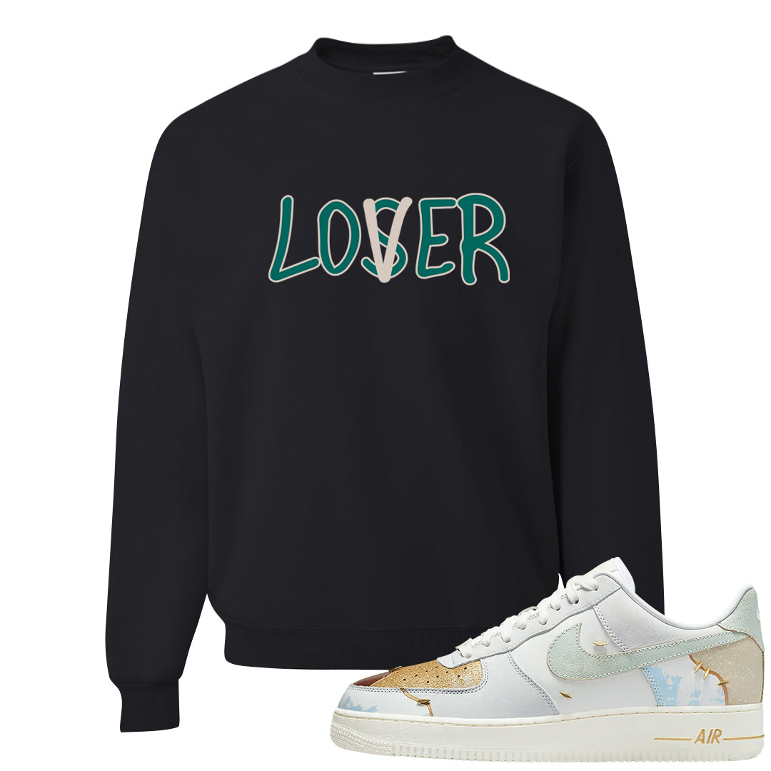 Patchwork AF 1s Crewneck Sweatshirt | Lover, Black