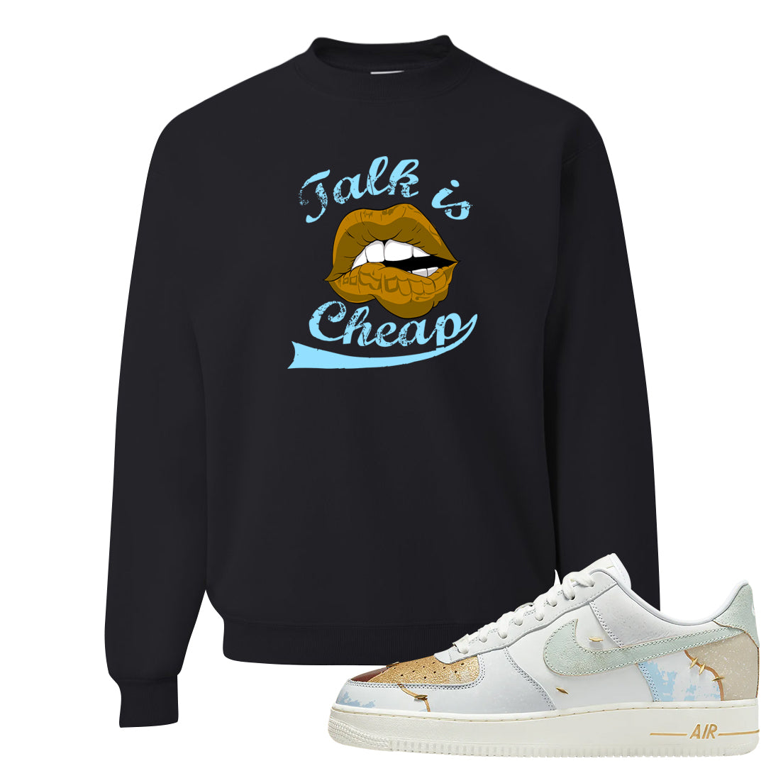 Patchwork AF 1s Crewneck Sweatshirt | Talk Lips, Black