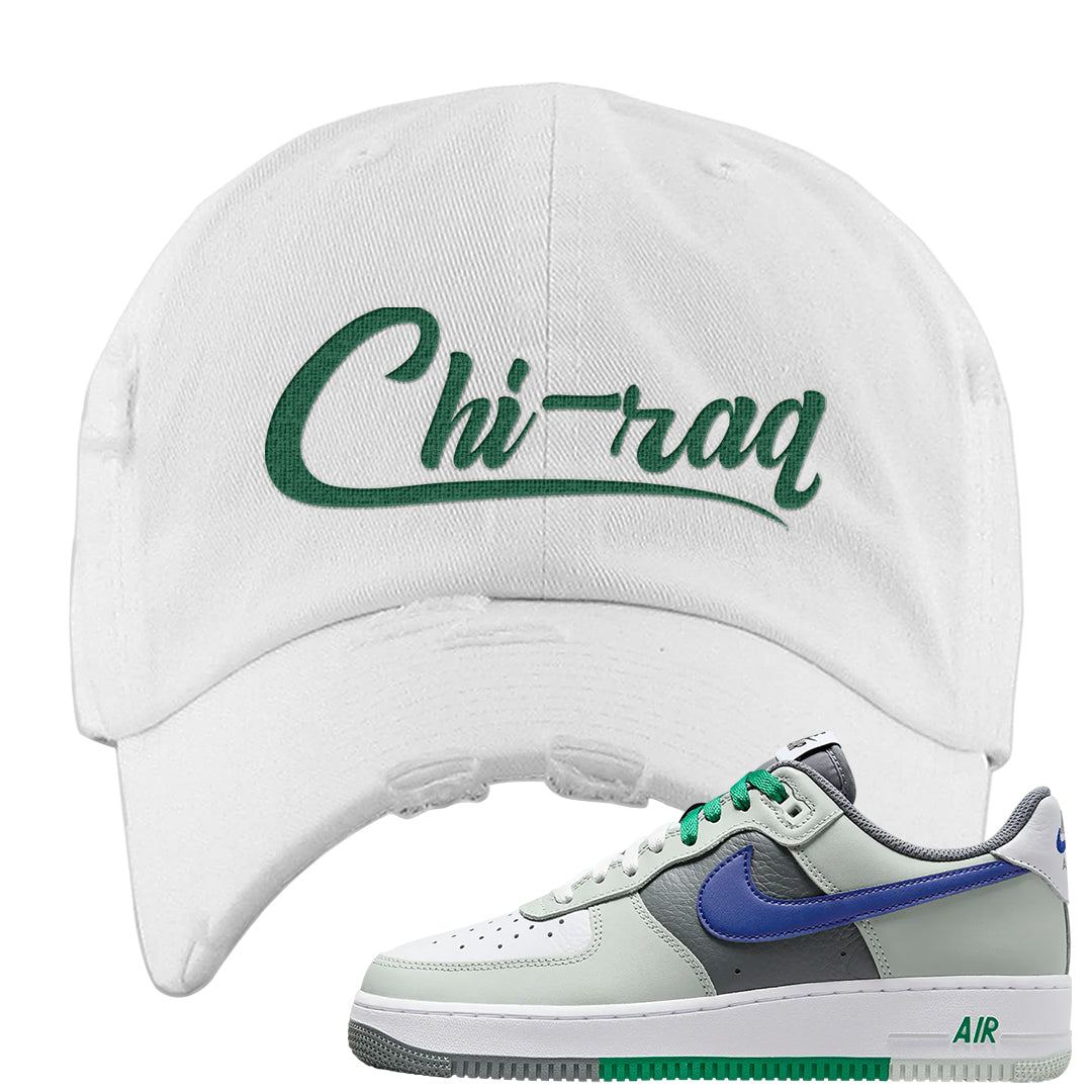 Split Remix AF1s Distressed Dad Hat | Chiraq, White