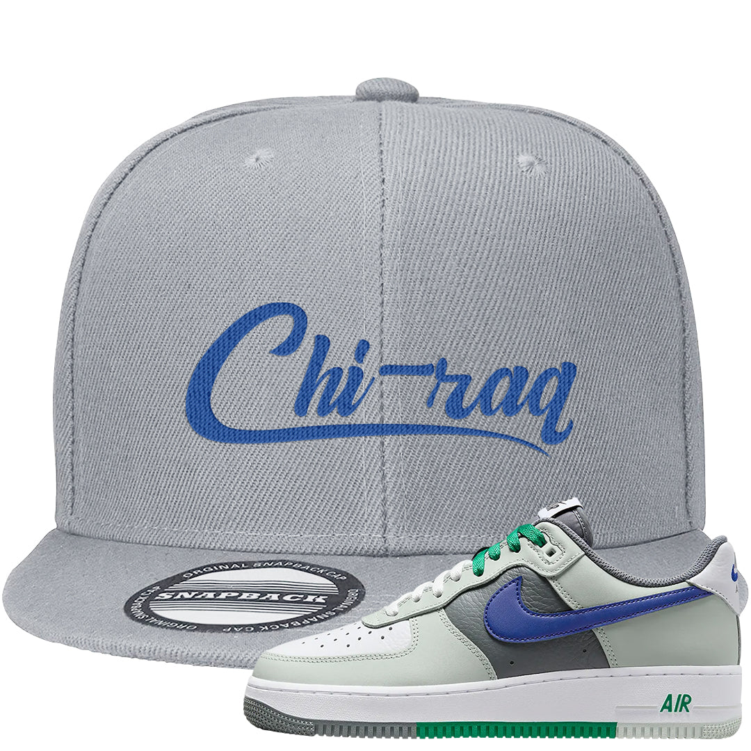 Split Remix AF1s Snapback Hat | Chiraq, Light Gray
