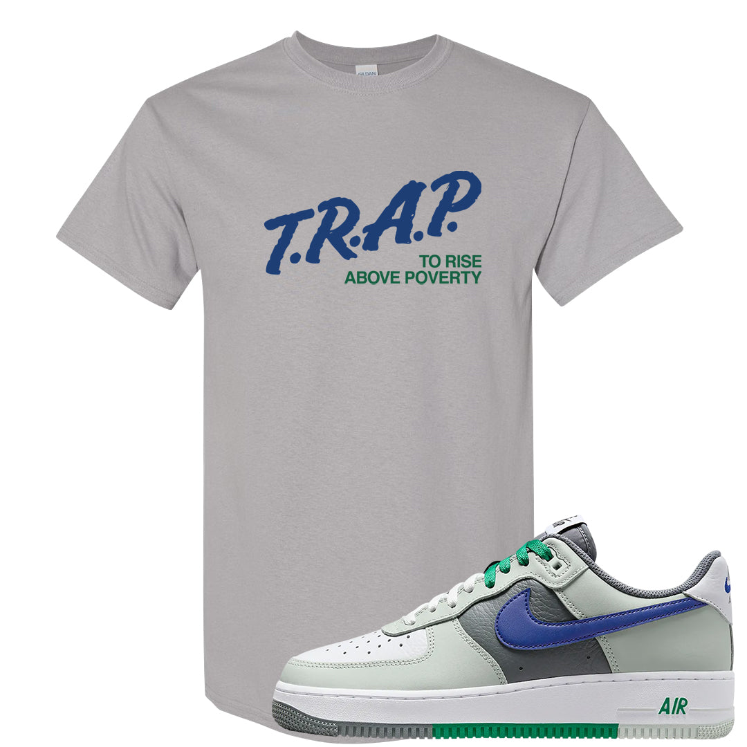 Split Remix AF1s T Shirt | Trap To Rise Above Poverty, Gravel