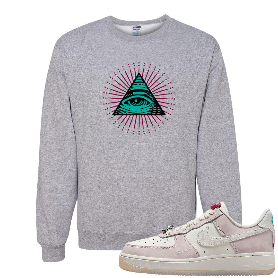 Year of the Dragon AF1s Crewneck Sweatshirt | All Seeing Eye, Ash