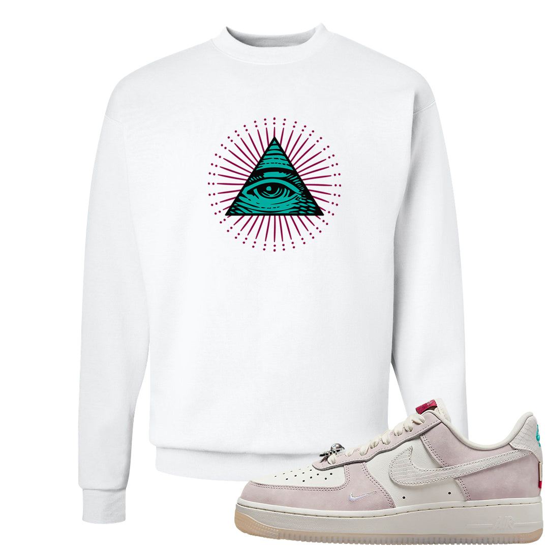 Year of the Dragon AF1s Crewneck Sweatshirt | All Seeing Eye, White