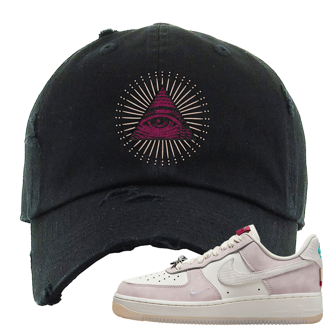 Year of the Dragon AF1s Distressed Dad Hat | All Seeing Eye, Black