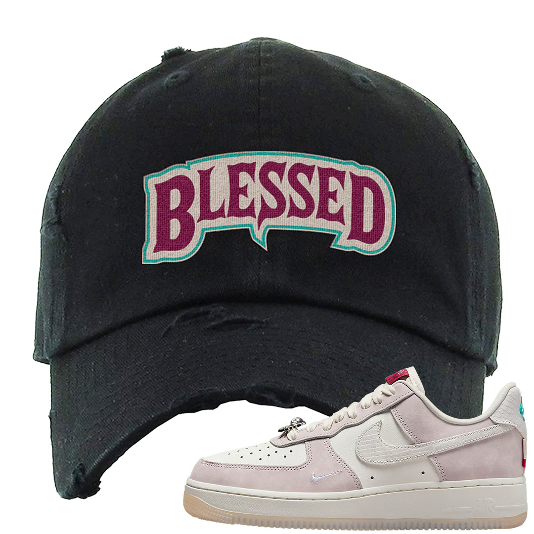 Year of the Dragon AF1s Distressed Dad Hat | Blessed Arch, Black