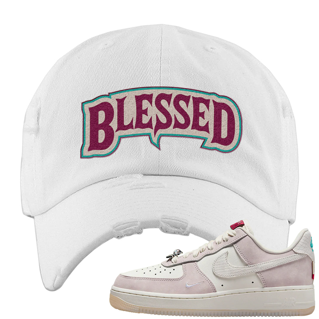 Year of the Dragon AF1s Distressed Dad Hat | Blessed Arch, White