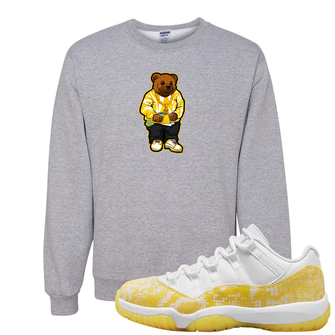 Yellow Snakeskin Low 11s Crewneck Sweatshirt | Sweater Bear, Ash
