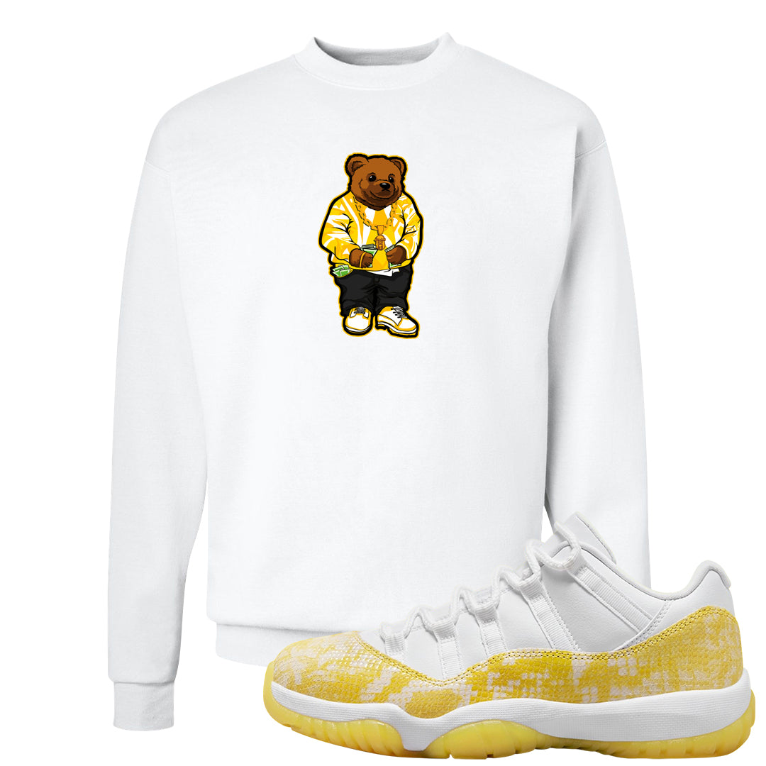 Yellow Snakeskin Low 11s Crewneck Sweatshirt | Sweater Bear, White