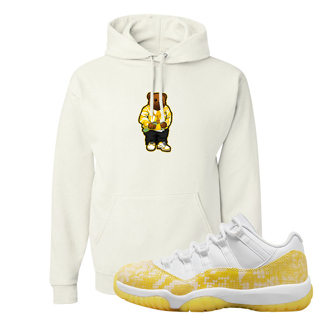 Yellow Snakeskin Low 11s Hoodie | Sweater Bear, White