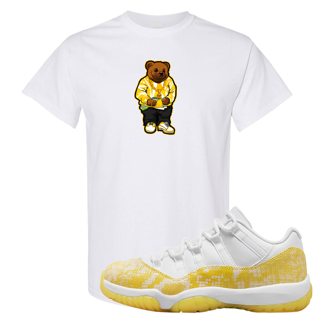 Yellow Snakeskin Low 11s T Shirt | Sweater Bear, White
