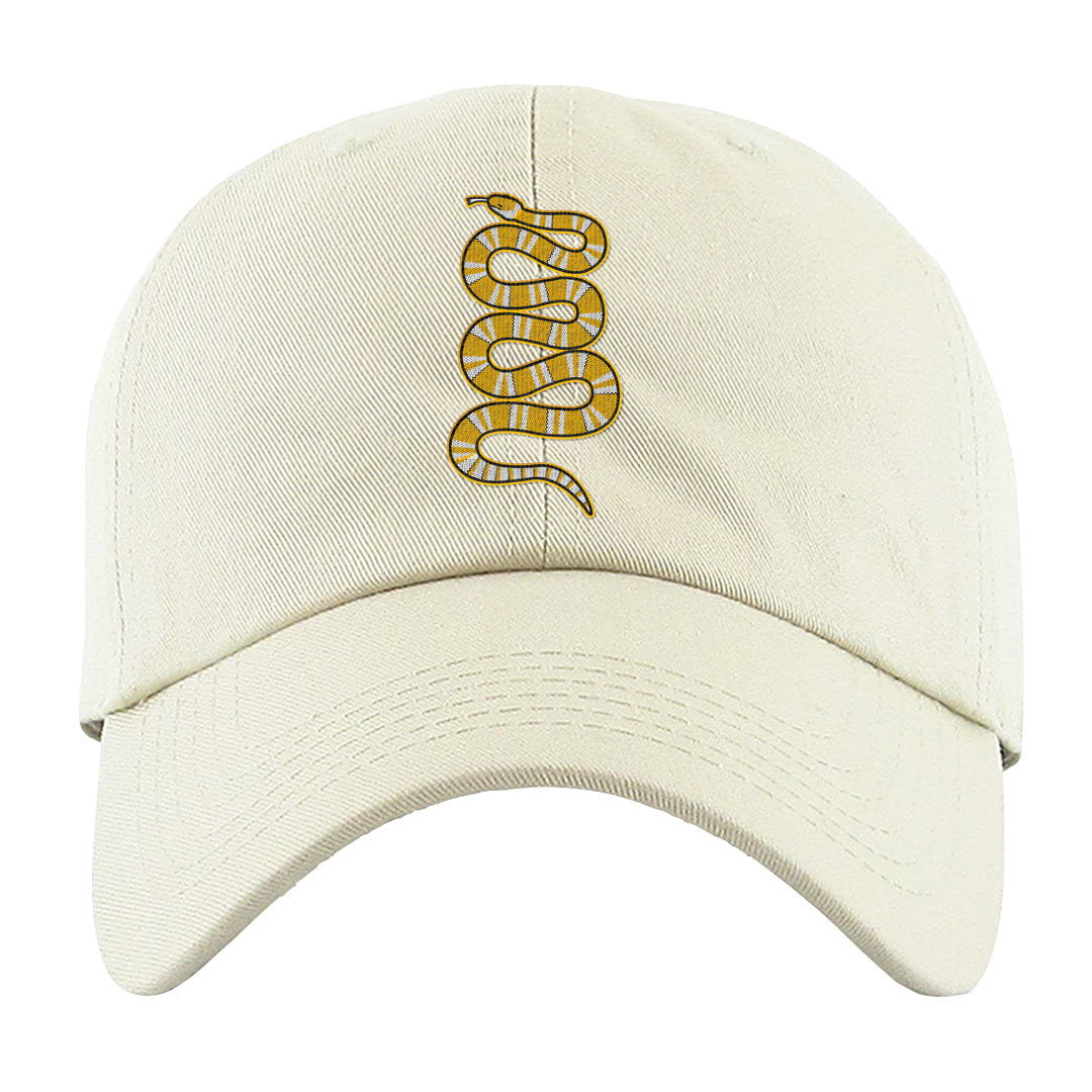 Yellow Snakeskin Low 11s Dad Hat | Coiled Snake, White