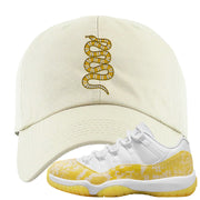 Yellow Snakeskin Low 11s Dad Hat | Coiled Snake, White