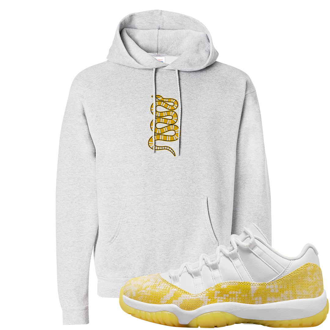 Yellow Snakeskin Low 11s Hoodie | Coiled Snake, Ash