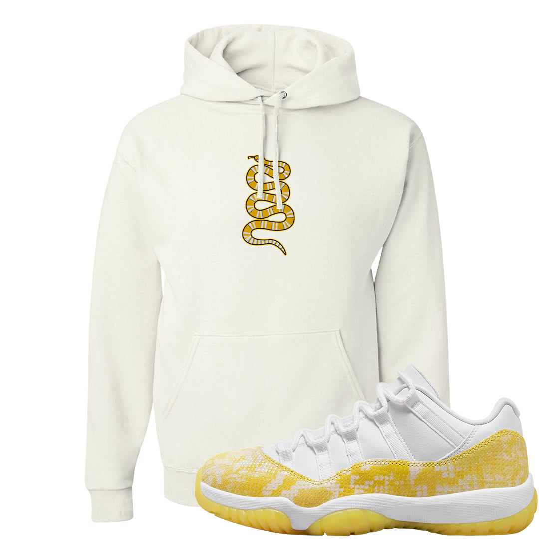 Yellow Snakeskin Low 11s Hoodie | Coiled Snake, White