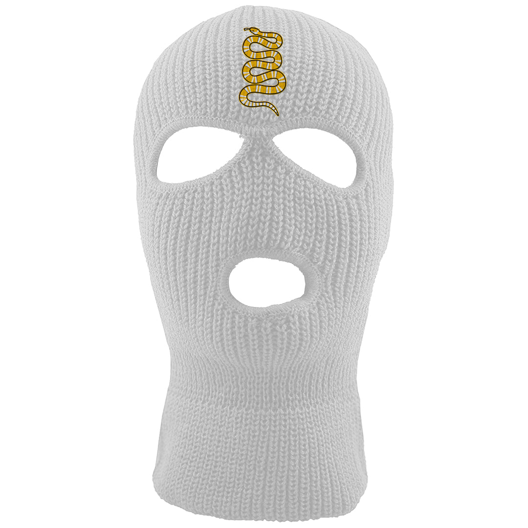 Yellow Snakeskin Low 11s Ski Mask | Coiled Snake, White