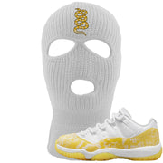 Yellow Snakeskin Low 11s Ski Mask | Coiled Snake, White