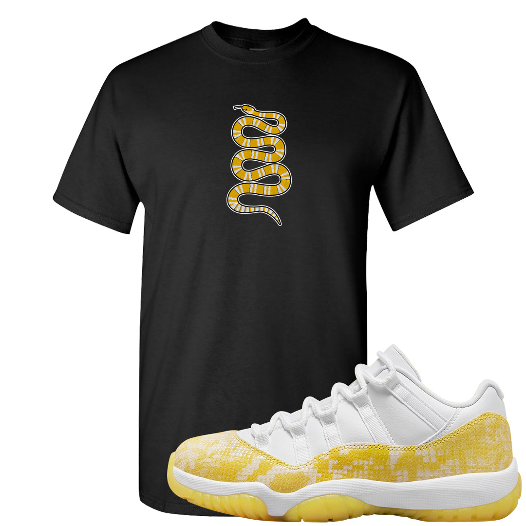 Yellow Snakeskin Low 11s T Shirt | Coiled Snake, Black