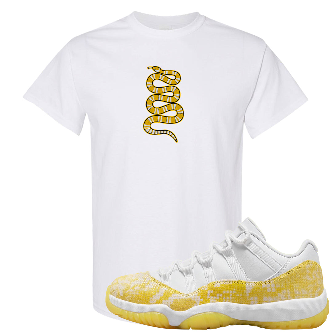 Yellow Snakeskin Low 11s T Shirt | Coiled Snake, White