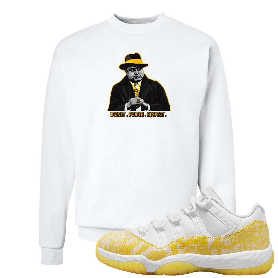 Yellow Snakeskin Low 11s Crewneck Sweatshirt | Capone Illustration, White