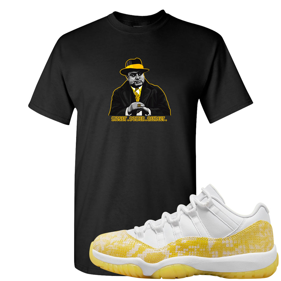 Yellow Snakeskin Low 11s T Shirt | Capone Illustration, Black