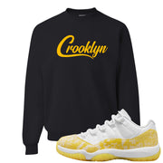 Yellow Snakeskin Low 11s Crewneck Sweatshirt | Crooklyn, Black