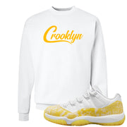 Yellow Snakeskin Low 11s Crewneck Sweatshirt | Crooklyn, White