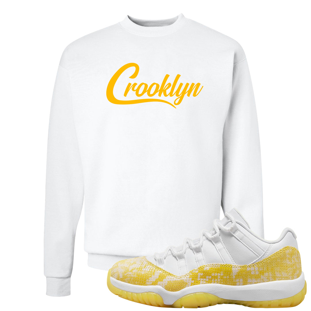 Yellow Snakeskin Low 11s Crewneck Sweatshirt | Crooklyn, White