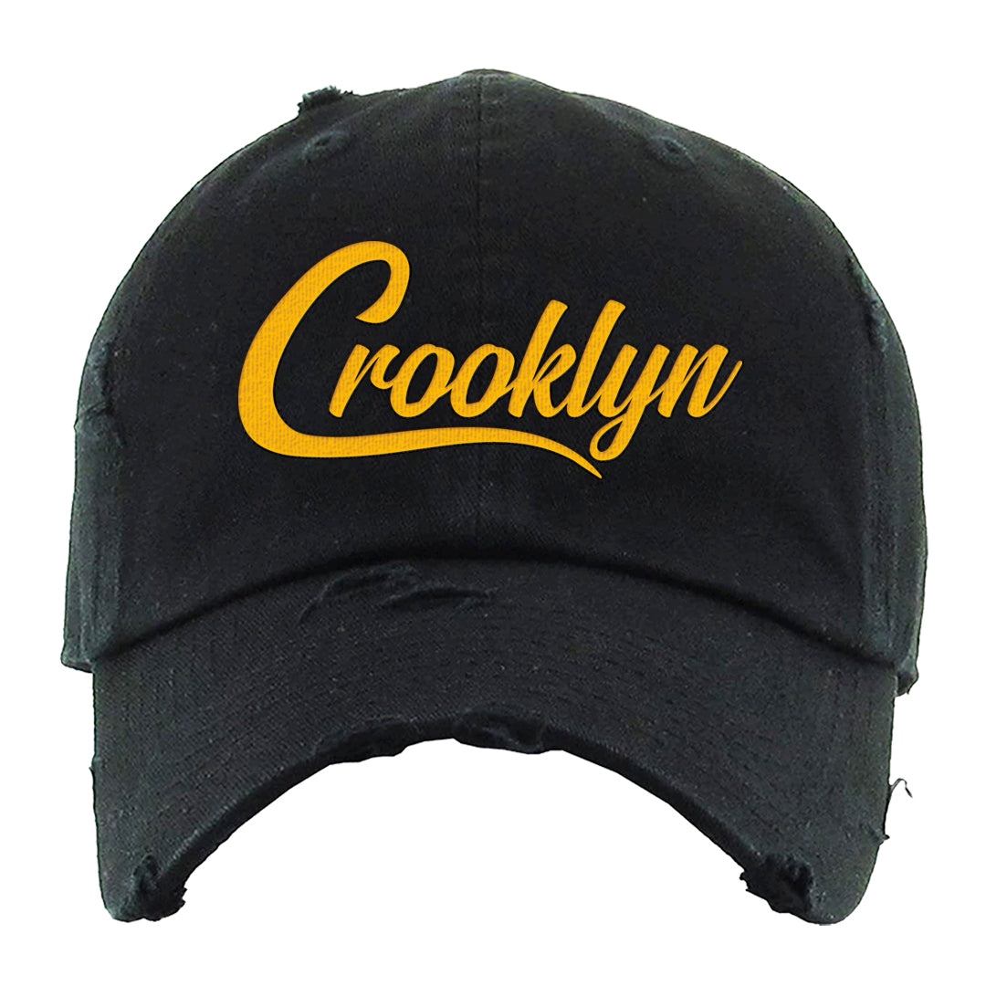 Yellow Snakeskin Low 11s Distressed Dad Hat | Crooklyn, Black