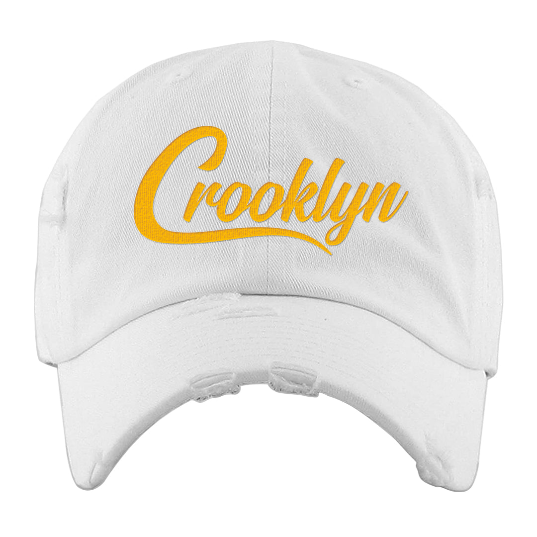 Yellow Snakeskin Low 11s Distressed Dad Hat | Crooklyn, White