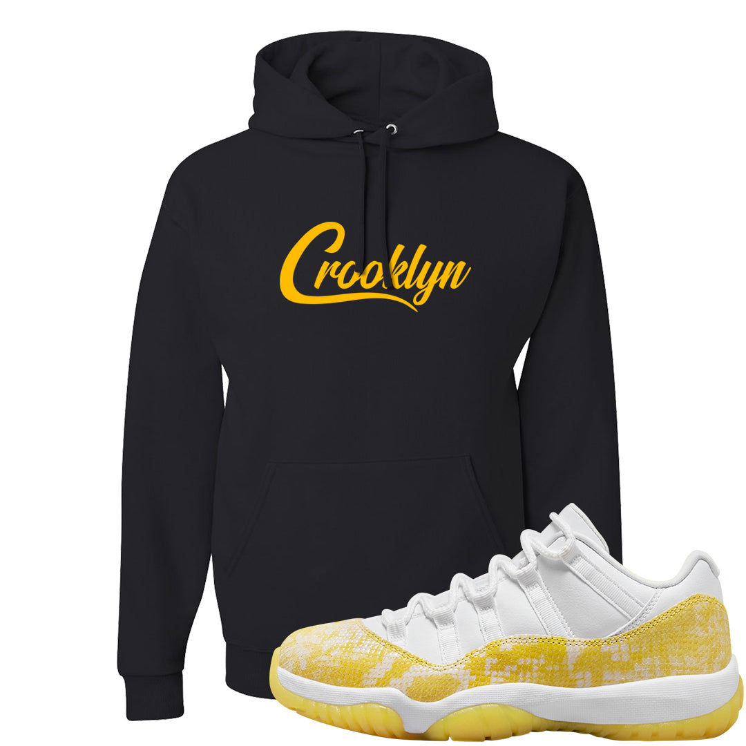 Yellow Snakeskin Low 11s Hoodie | Crooklyn, Black