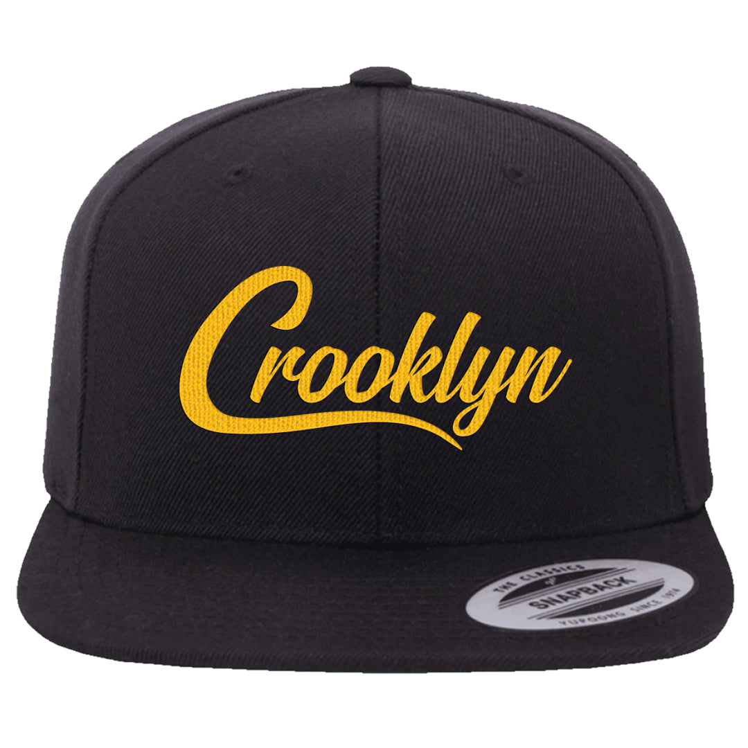 Yellow Snakeskin Low 11s Snapback Hat | Crooklyn, Black