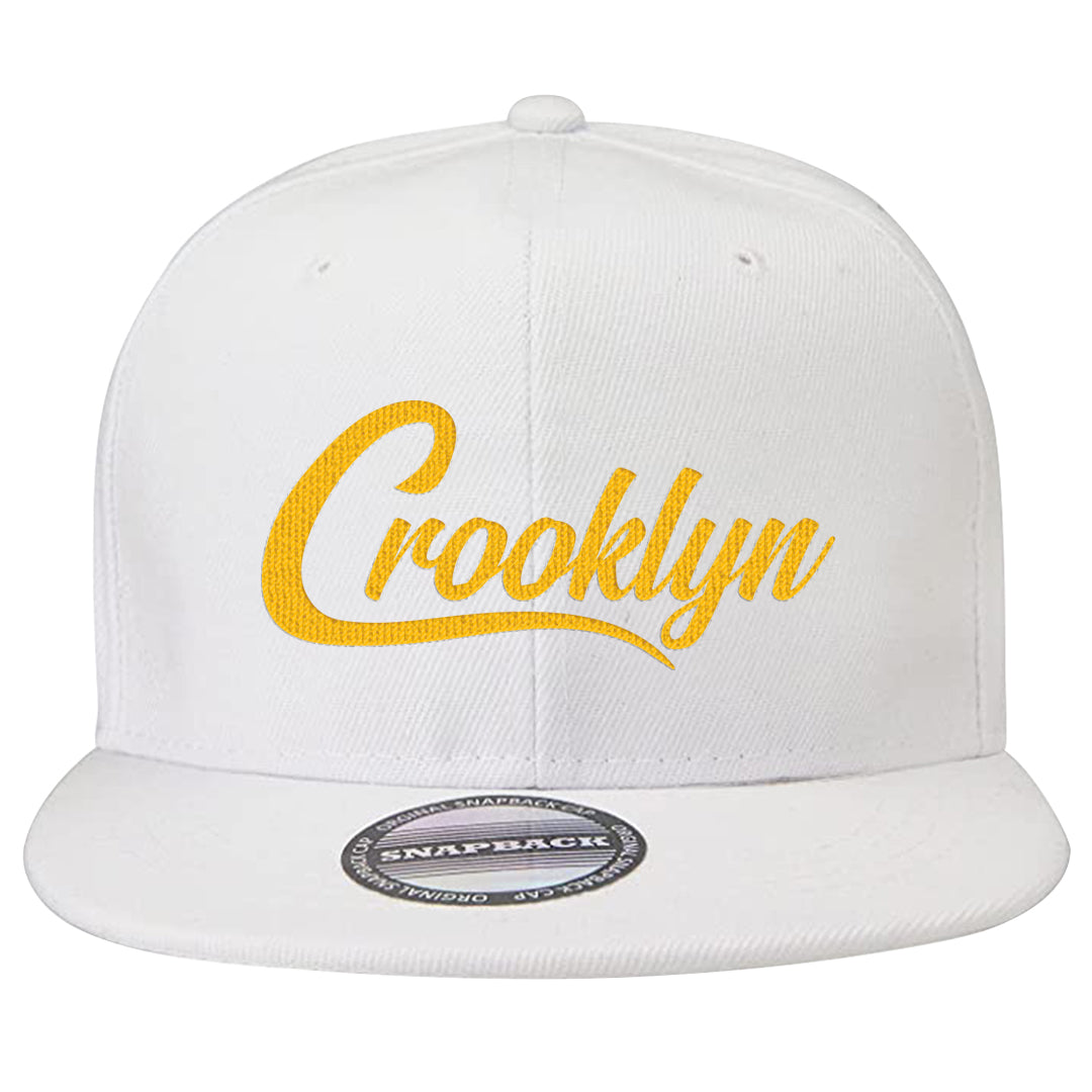 Yellow Snakeskin Low 11s Snapback Hat | Crooklyn, White