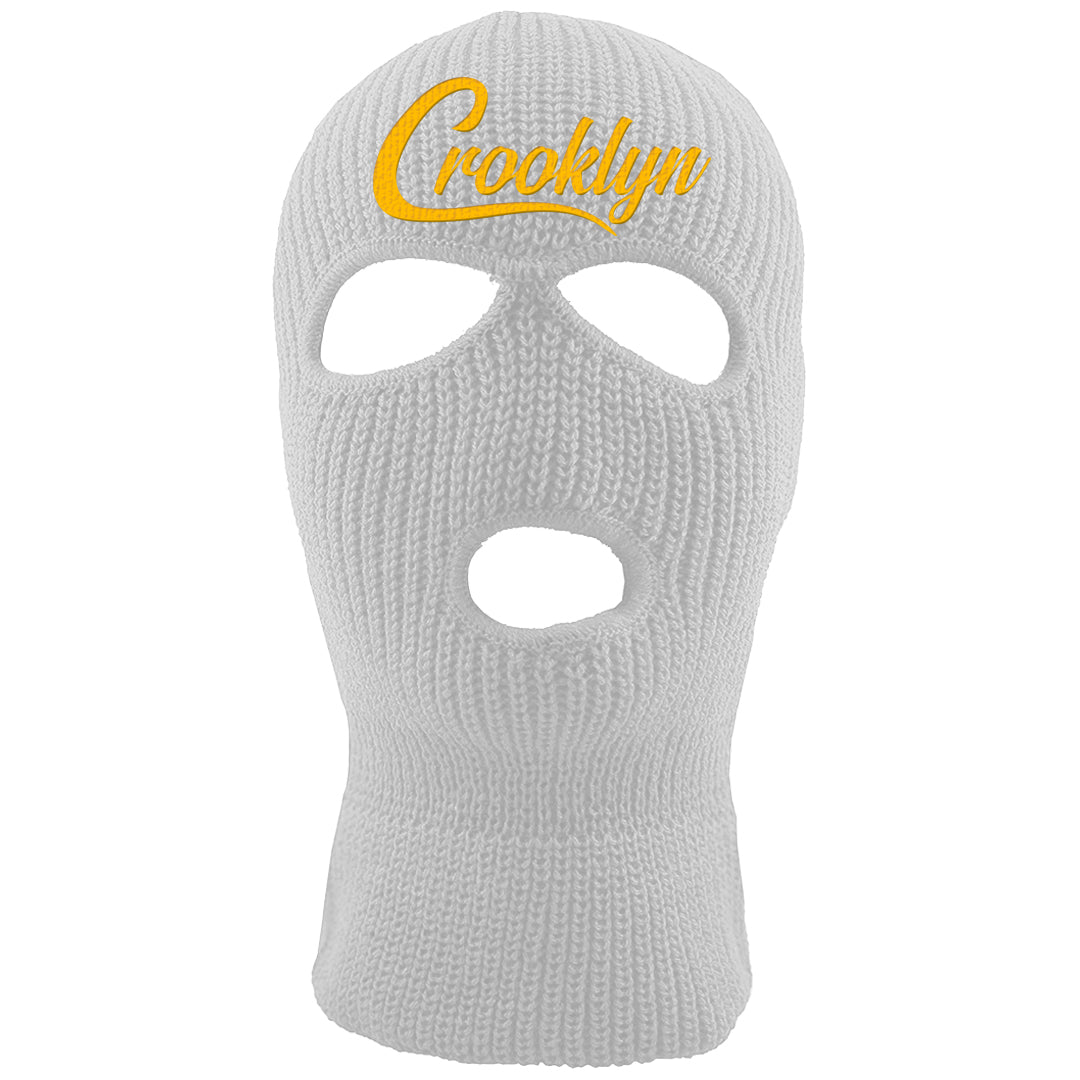 Yellow Snakeskin Low 11s Ski Mask | Crooklyn, White
