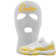 Yellow Snakeskin Low 11s Ski Mask | Crooklyn, White