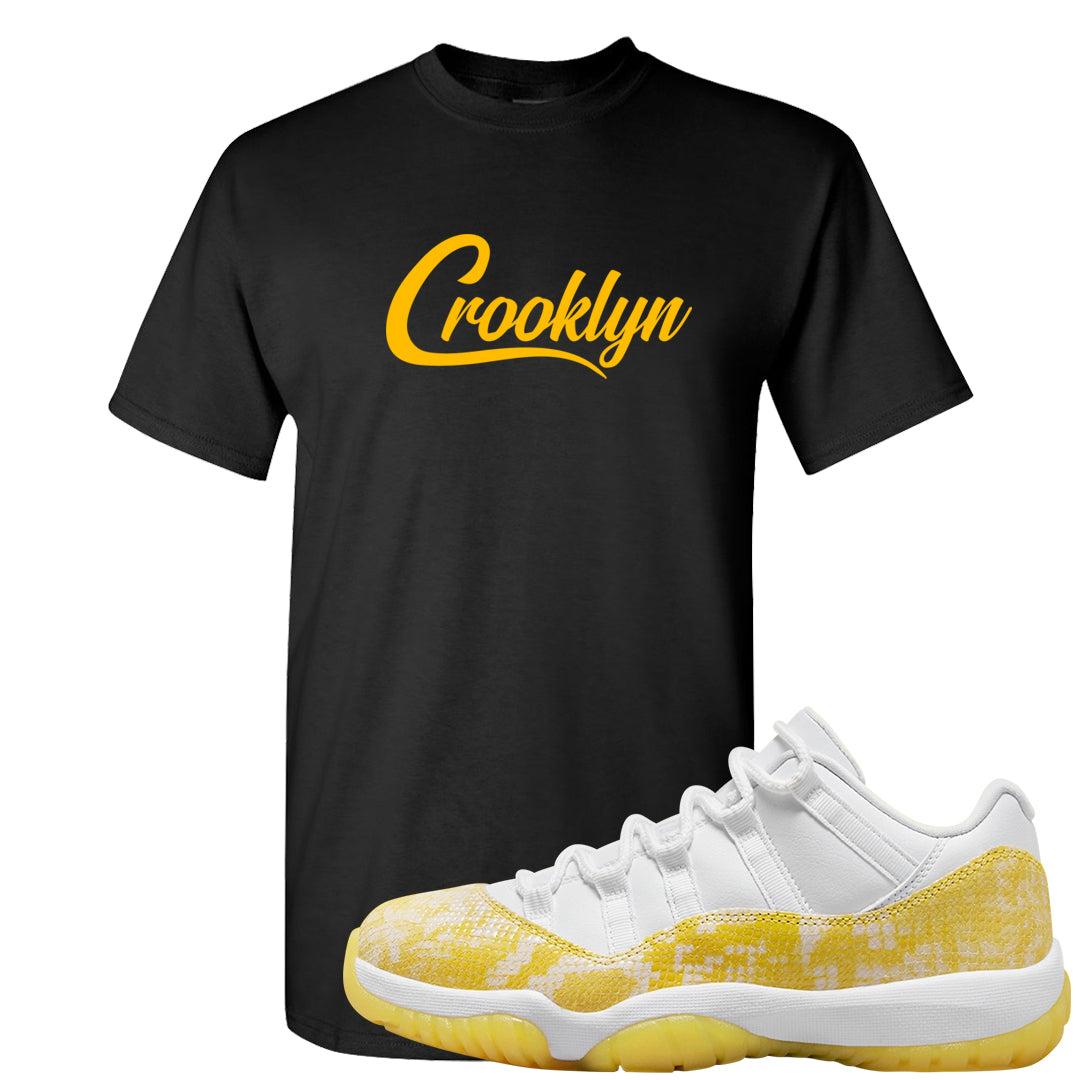 Yellow Snakeskin Low 11s T Shirt | Crooklyn, Black