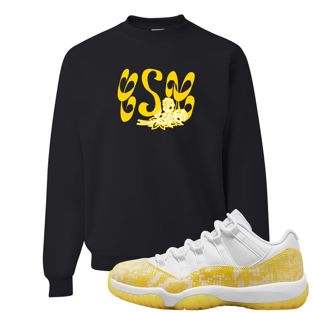 Yellow Snakeskin Low 11s Crewneck Sweatshirt | Certified Sneakerhead, Black