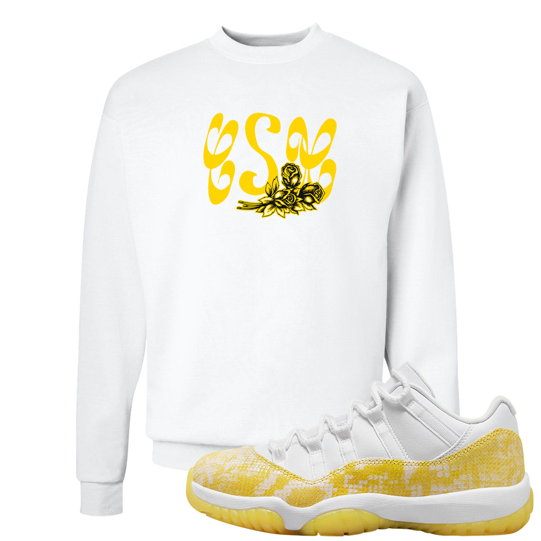 Yellow Snakeskin Low 11s Crewneck Sweatshirt | Certified Sneakerhead, White