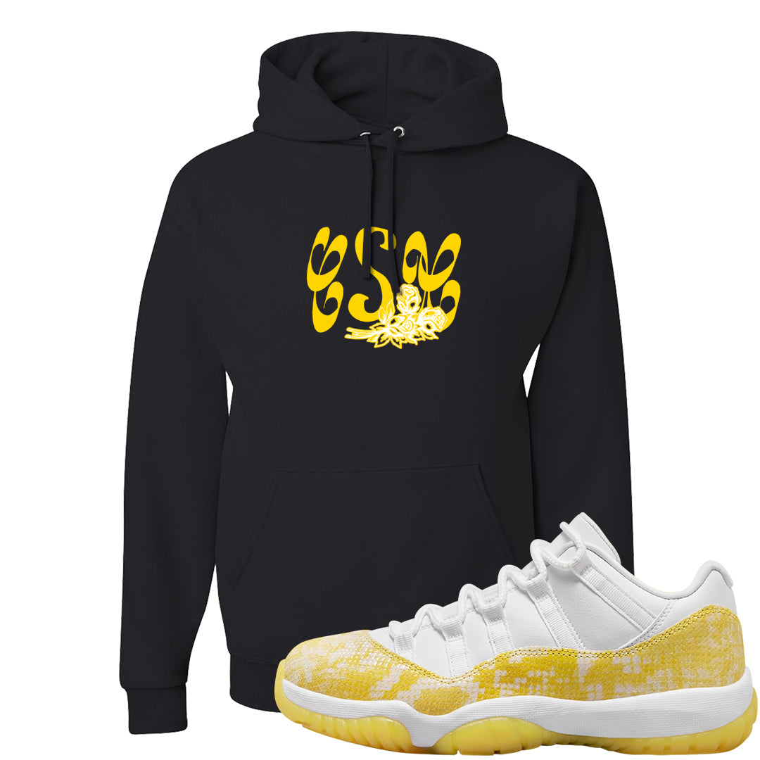 Yellow Snakeskin Low 11s Hoodie | Certified Sneakerhead, Black