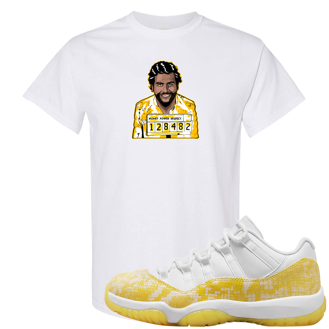 Yellow Snakeskin Low 11s T Shirt | Escobar Illustration, White