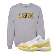 Yellow Snakeskin Low 11s Crewneck Sweatshirt | Lover, Ash