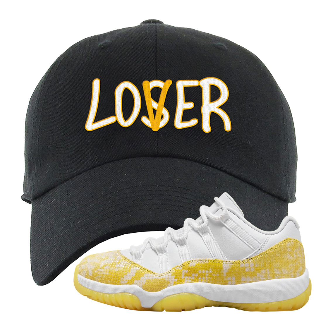 Yellow Snakeskin Low 11s Dad Hat | Lover, Black